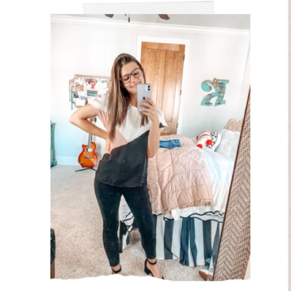 Black, white, and pink top